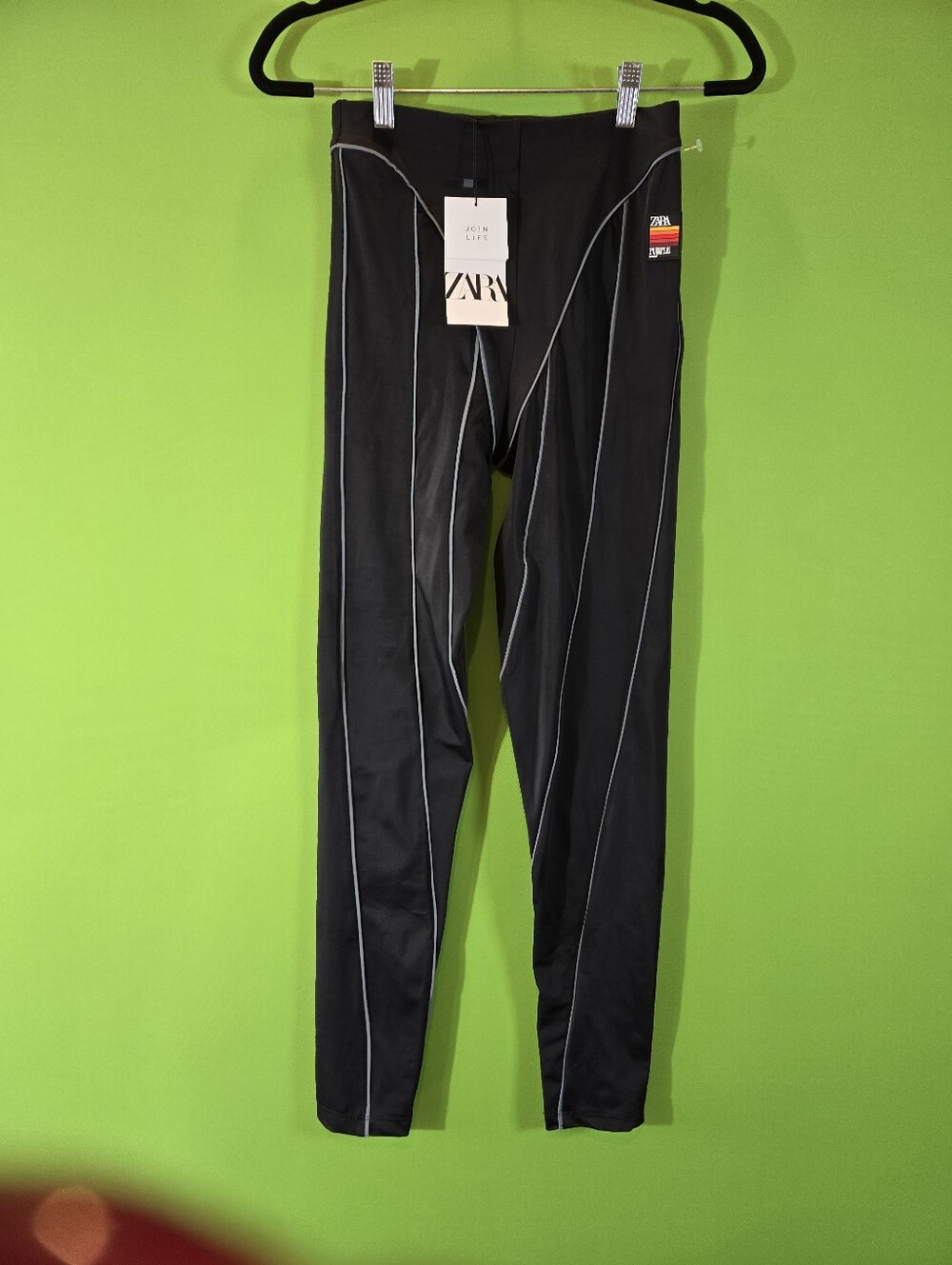 ZARA PURPLE MAGAZINE AM BLACK LEGGINGS SIZE Medium New